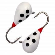 Капля с ушком d 6,0 мм, вес 3,2 гр, обмазка белая с точками /10 шт/